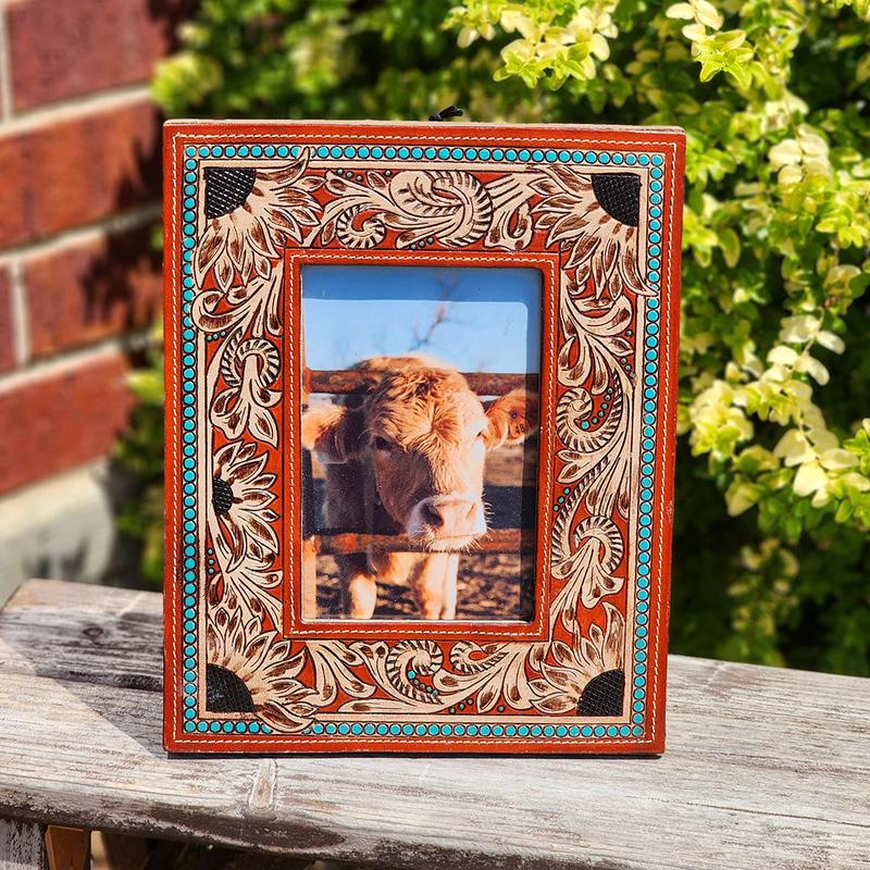 Devonnies Sunflowers Hand-tooled Photo Frame