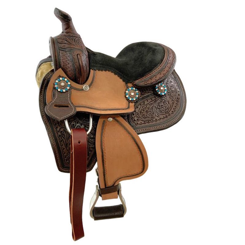 Double T 8" Youth Floral Round Skirt Barrel Saddle