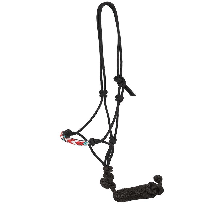 Oxbow Black Rope Halter and Lead with Beaded Nose