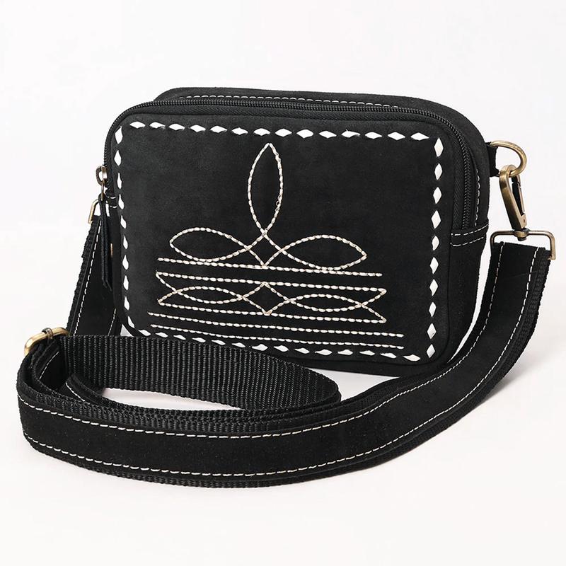 American Darling Black Boot Stitch Camera Bag