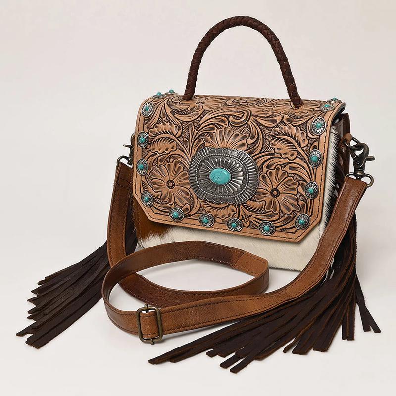 American Darling Hide/Tooled TQ Flap Purse