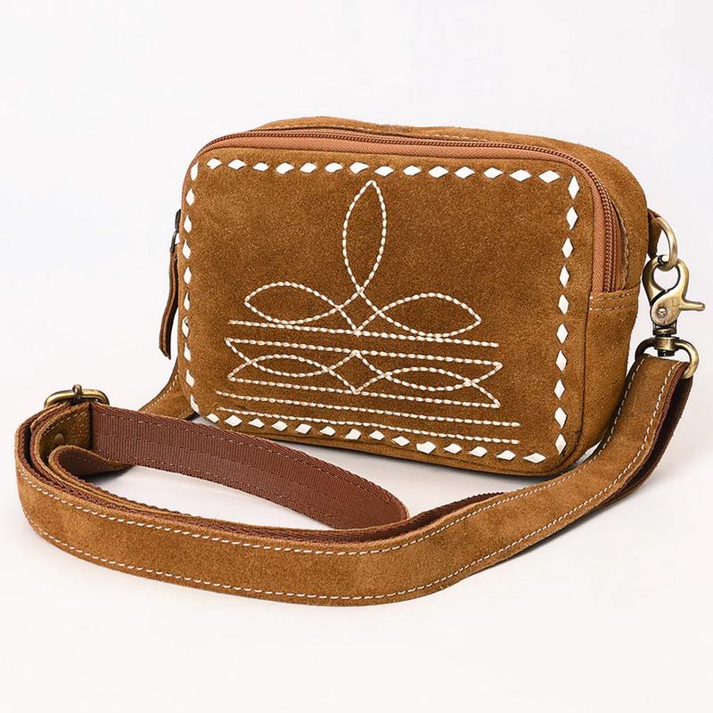 American Darling Tan Boot Stitch Camera Bag