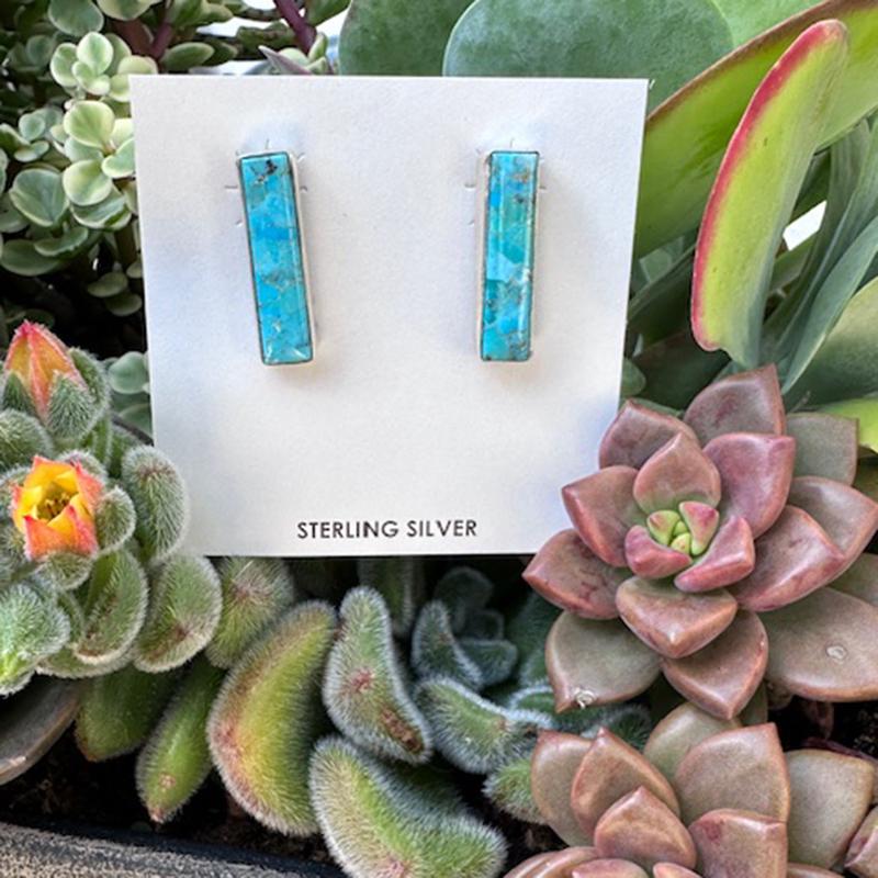 "Breeley" Kingman Turquoise Bar Earrings