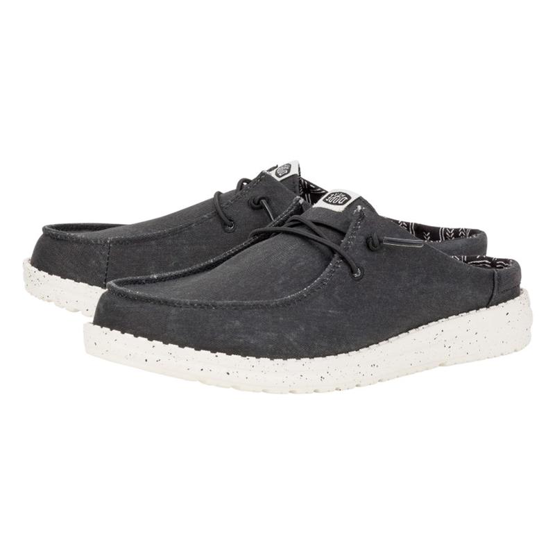 Hey Dude Women's Wendy Black Slip Stretch Canvas Shoes