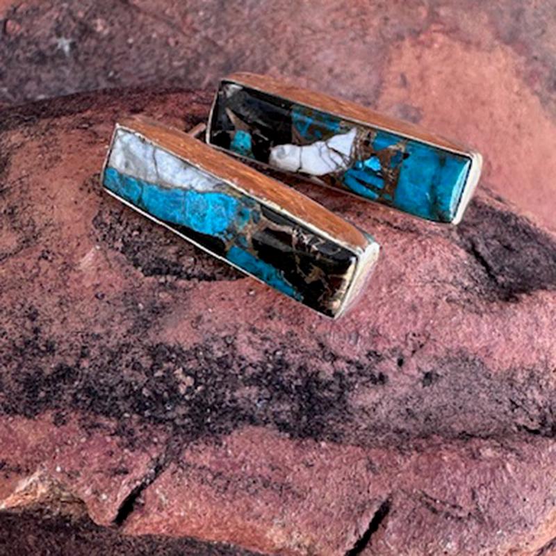 "Jayde" White Buffalo/ Turquoise Bar Earrings