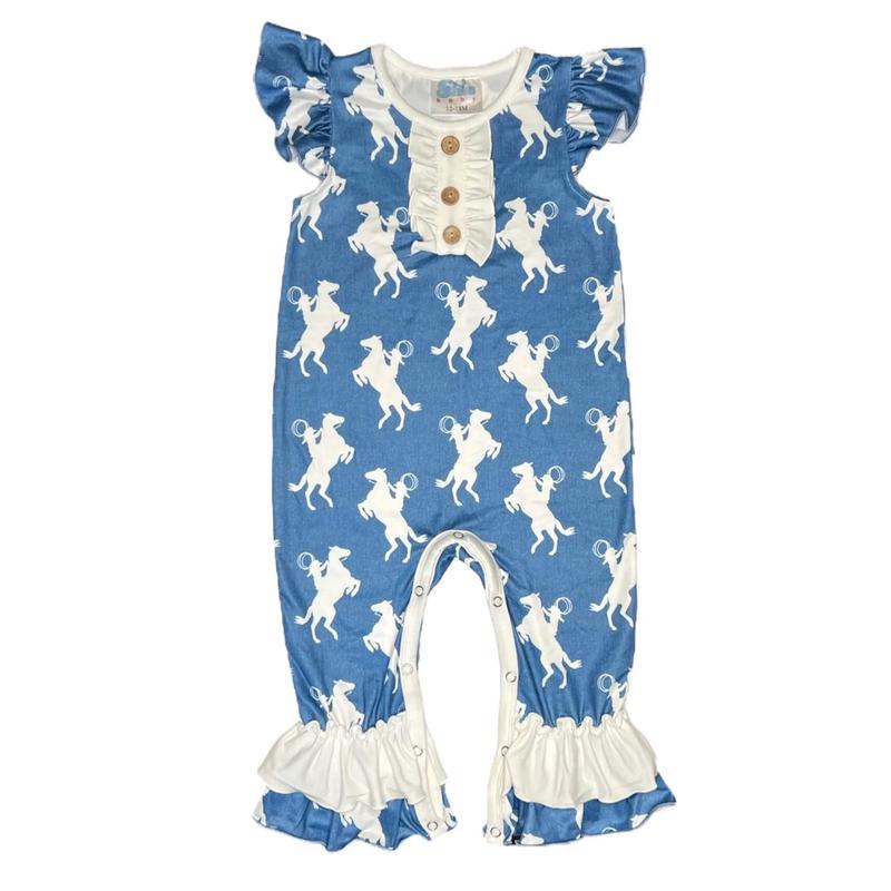 Shea Baby Toddler Rearing Horse Romper