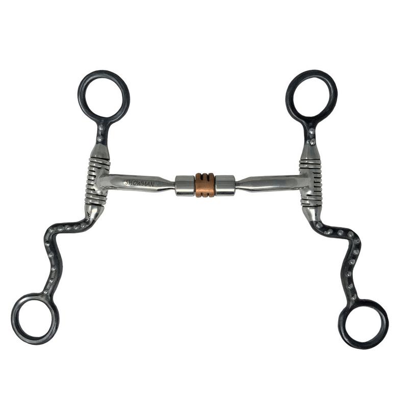 Showman Stainless Steel Snaffle Bit with Copper Roller Center