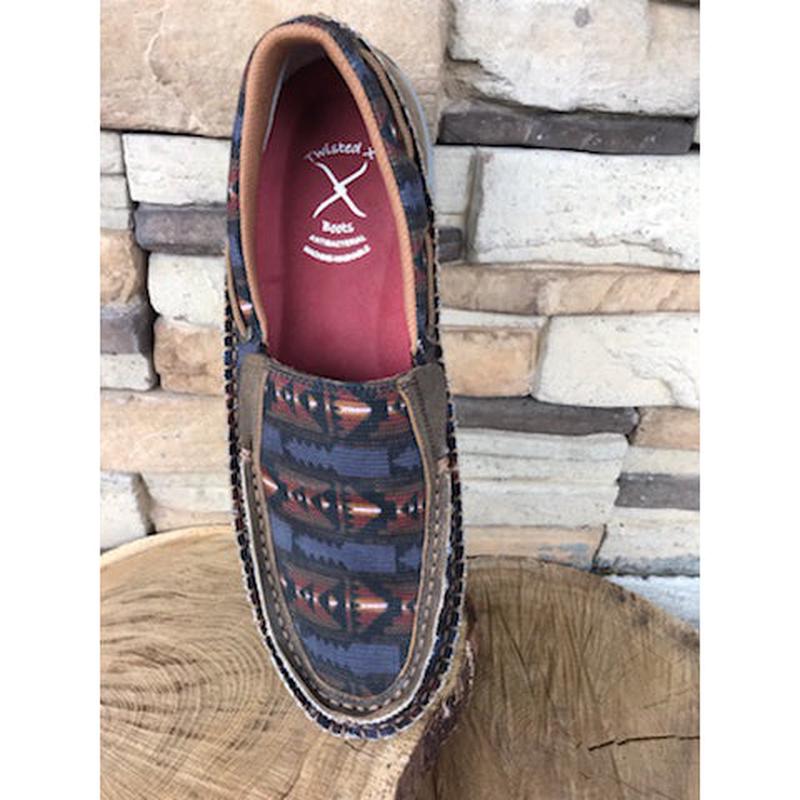 WE Exclusive ~ Twisted X Men's Grey Aztec Slip On Moc