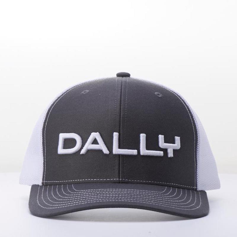 Dally Up Charcoal and White Text Cap