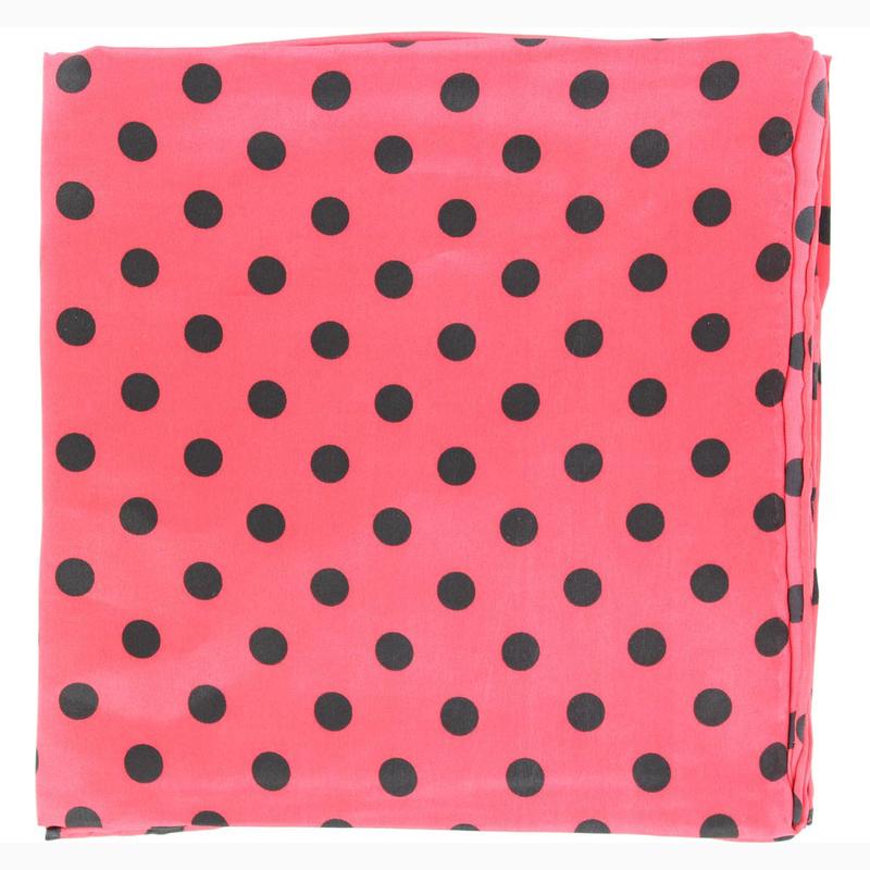 Red and Black Polka Dot Silk Wild Rag