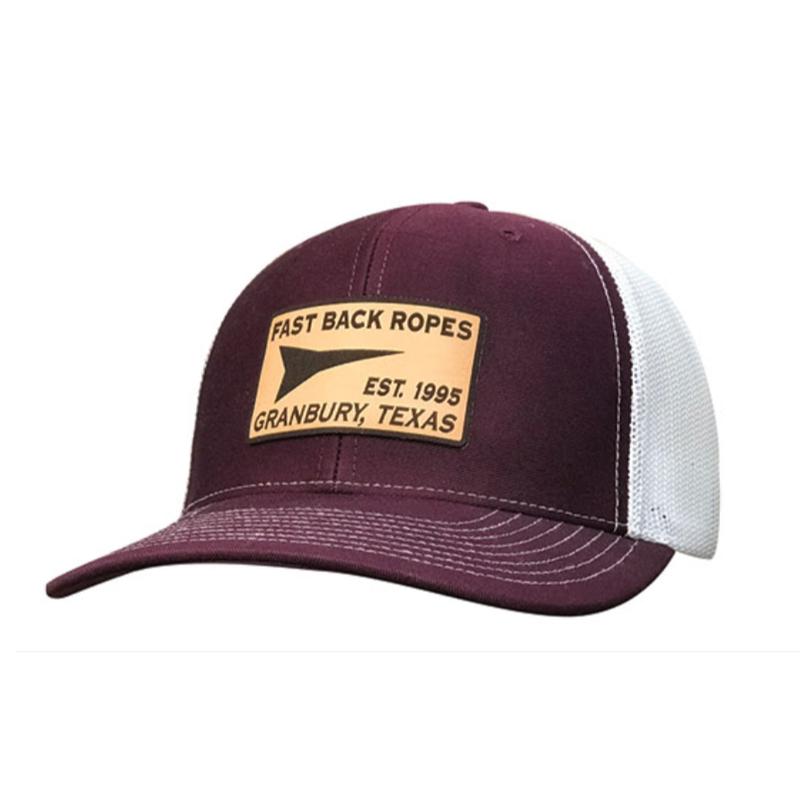 Fast Back Maroon/White Cap w/Leather Logo Patch