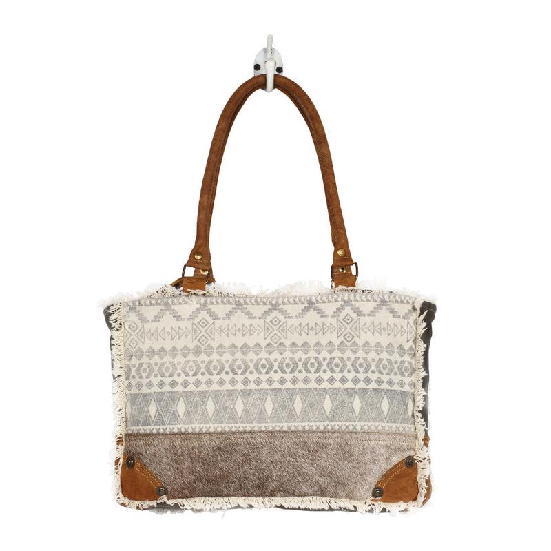 Grey Hide and Aztec Handbag