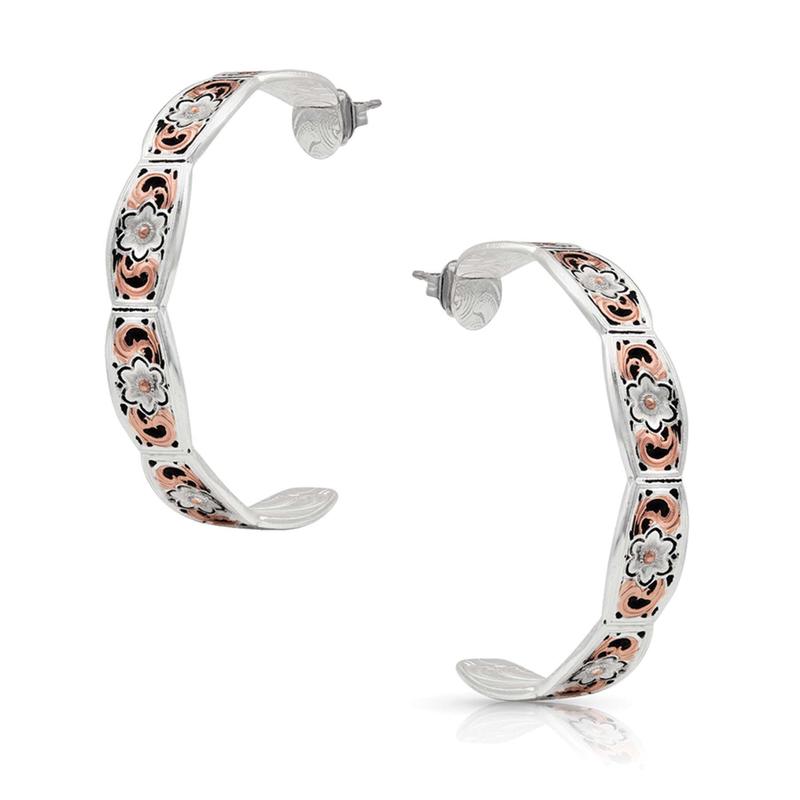 Montana Silver Rose Flower Hoop Earrings