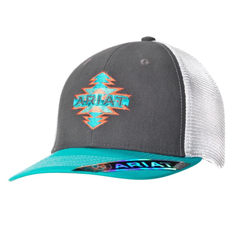Ariat Grey & Turquoise & Coral Accents Cap
