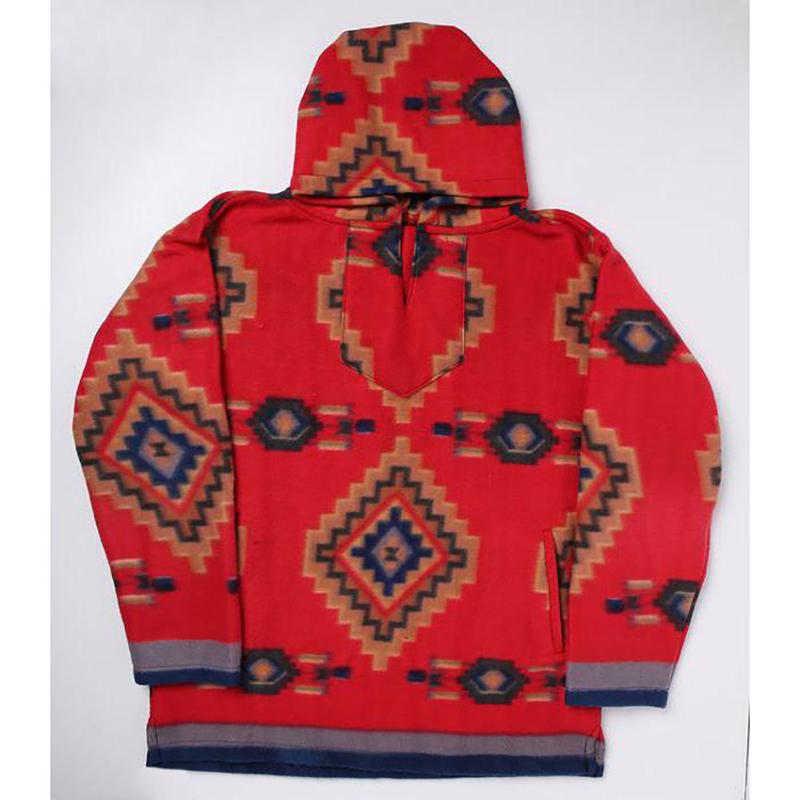 EL Paso Unisex Red Aztec Fleece Pullover Hoodie
