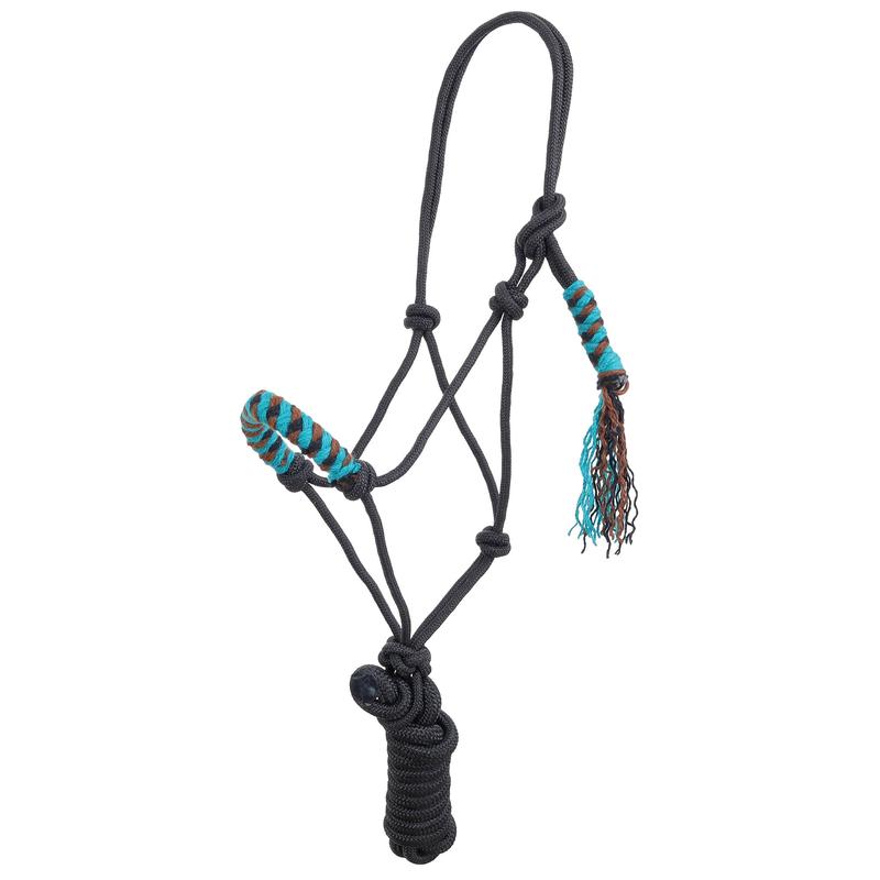Showman Teal Mohair Nose Cowboy Knot Halter with Lead
