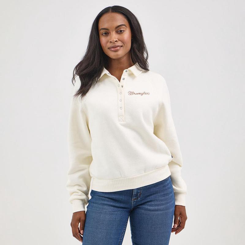 Wrangler Woman's Cream Half Snap Pull Over Sweater