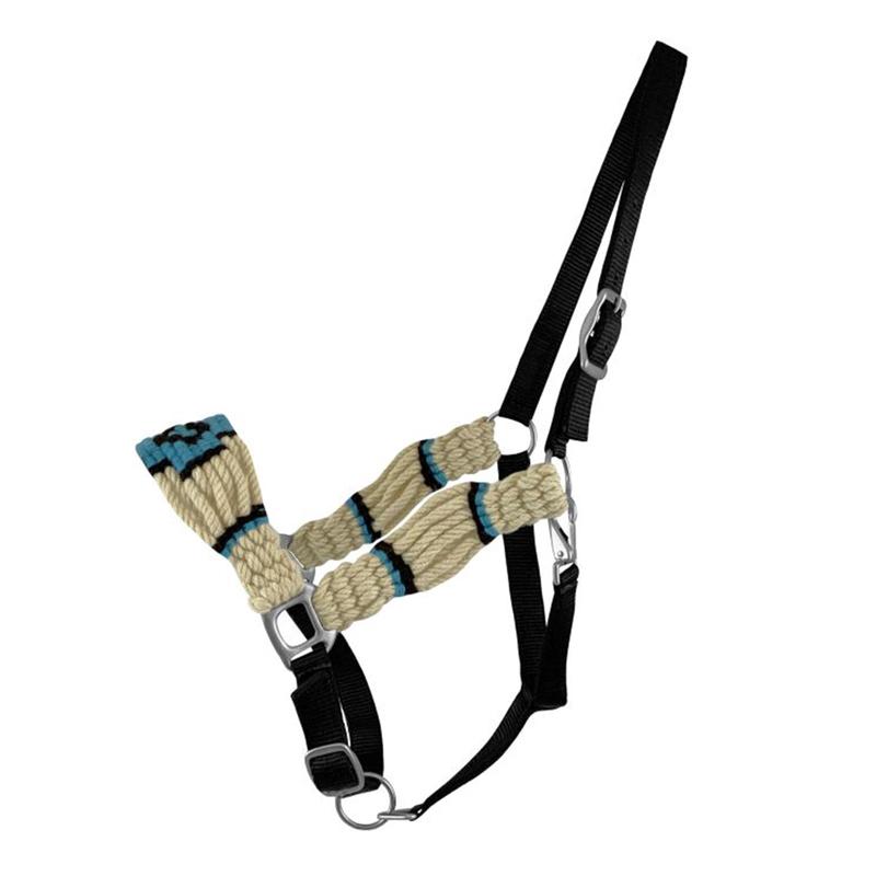Showman White/Blue Mohair Bronc Halter