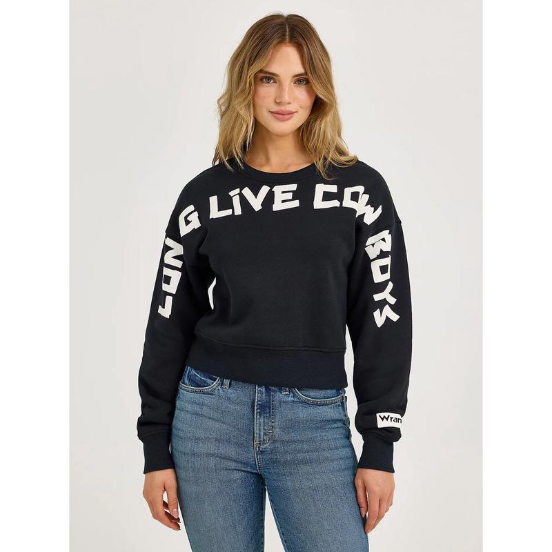 Wrangler Woman Black Long Live Cowboys Sweatshirt