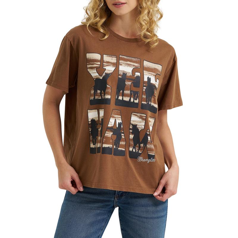 Wrangler Women's Brown Yeehaw Oversize T-Shirt