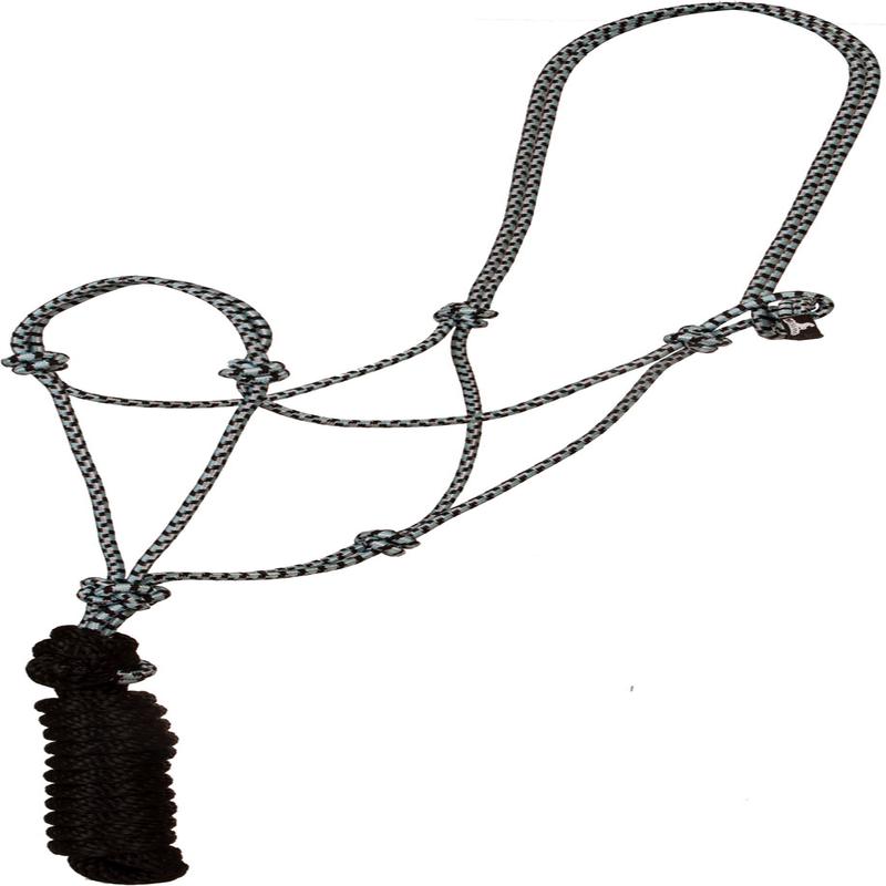 Economy Mountain Rope Halter and Lead - Black/Turquoise/White