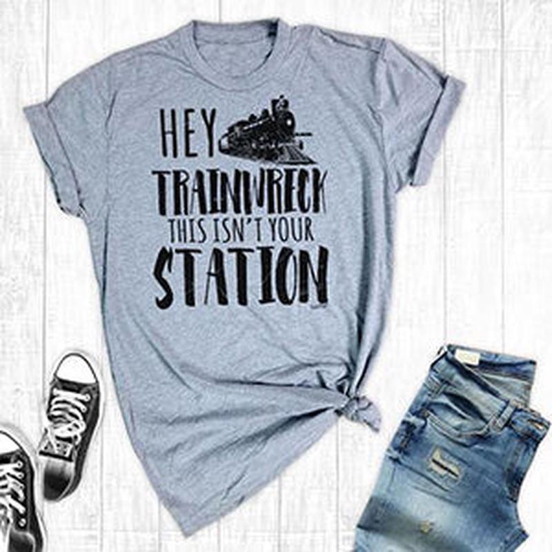 Women's Grey Trainwreck T Shirt