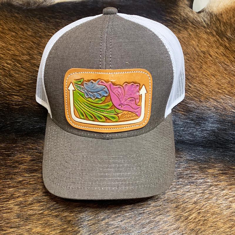 McIntire Saddlery Brown Tooled Flower Cap