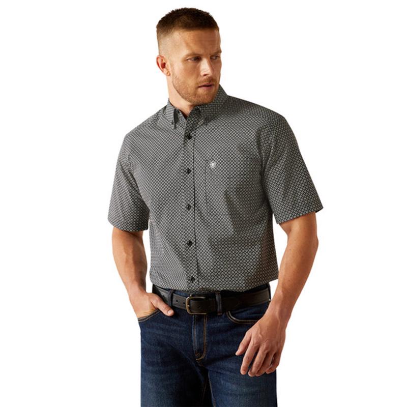 Ariat Men's Gene Classic Fit Black Print Short Sleeve Shirt
