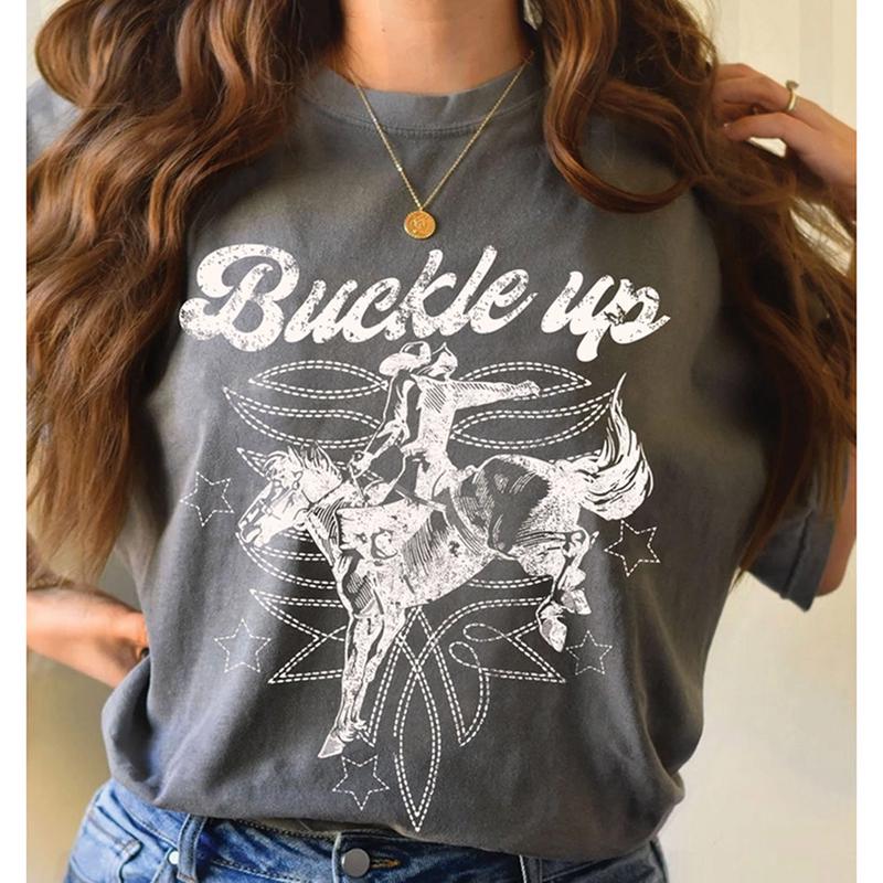 Grey Buckle Up Bronc Tee
