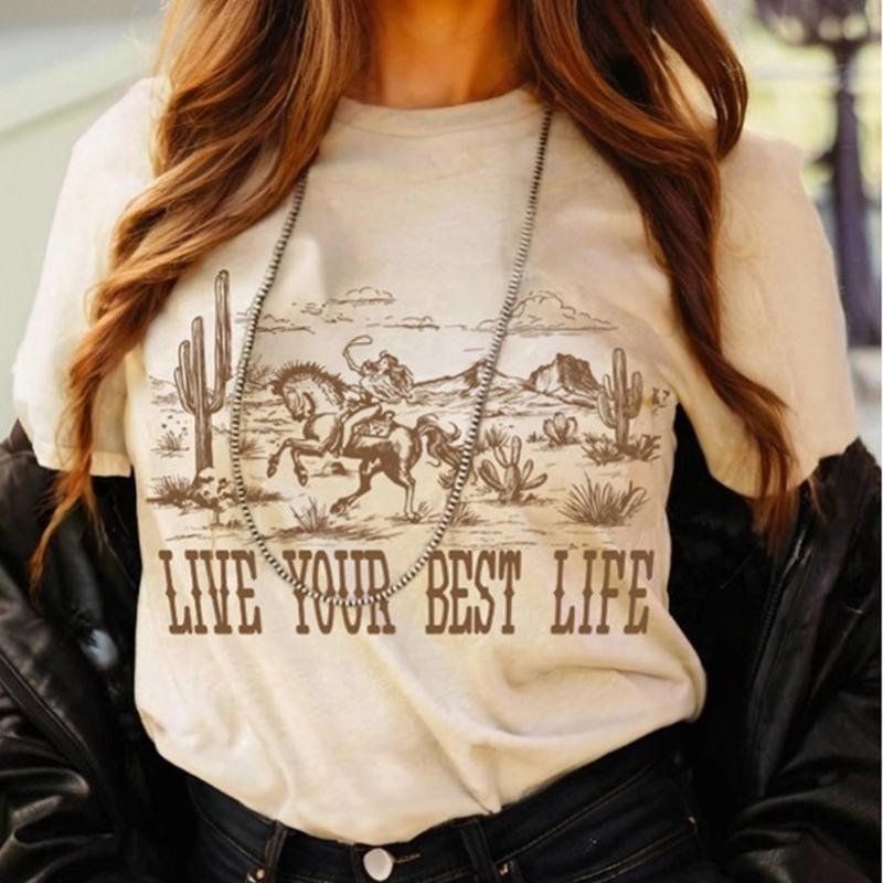 Women's Beige Live Your Best Life Desert Tee