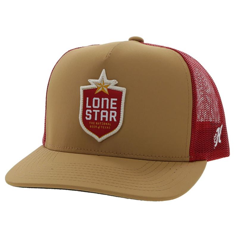 Hooey High Crown Work Tan/Red Cap-Lone Star Patch