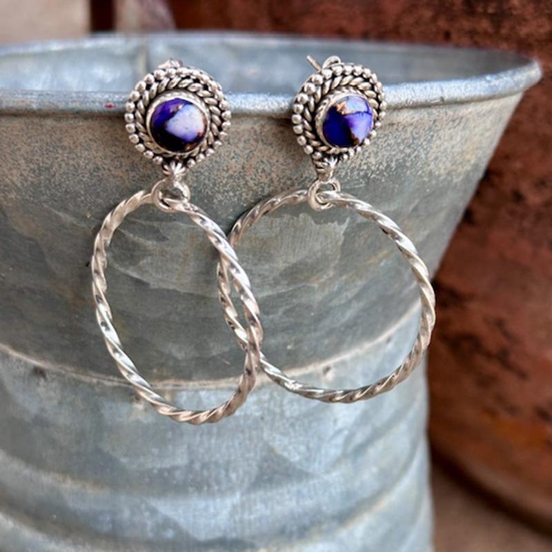 "Rae" Violet Rose Hoops