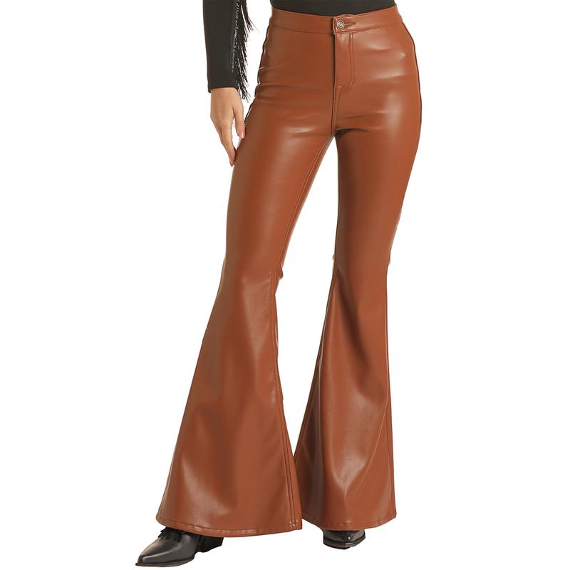 Rock & Roll Brown Pleather Bell Bottom Pants