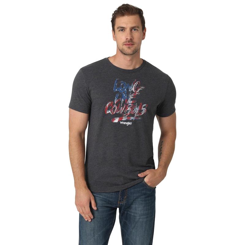 Wrangler Men's Charcoal Long Live Cowboys Tee