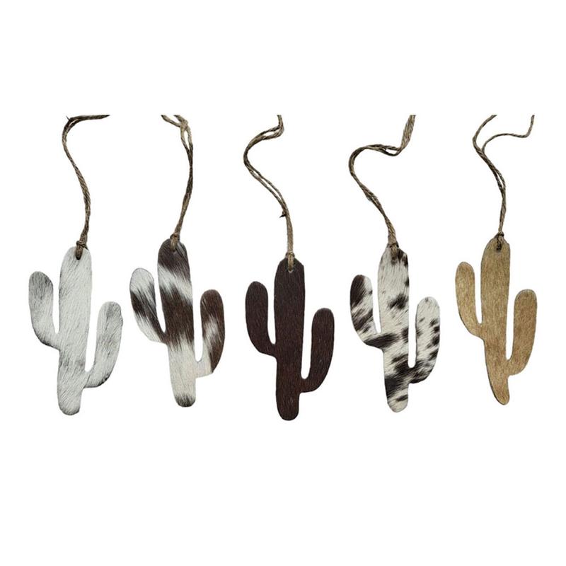 Cowhide Cactus Leather Christmas Ornament