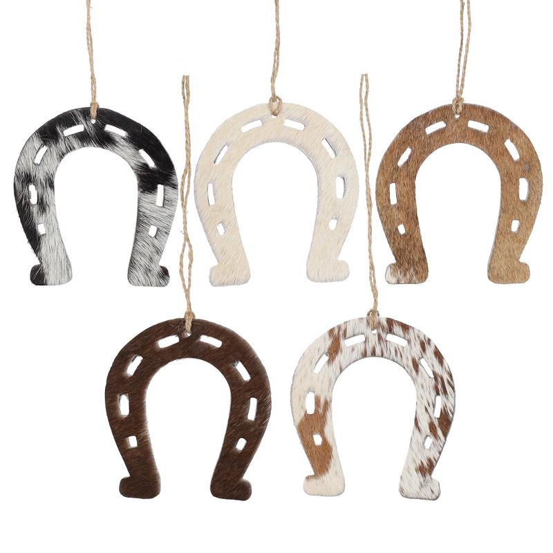 Cowhide Horseshoe Christmas Ornament