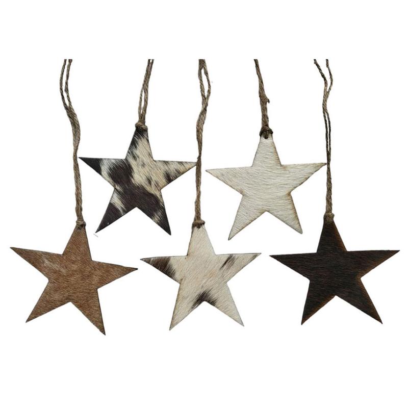 Cowhide Star Leather Christmas Ornament