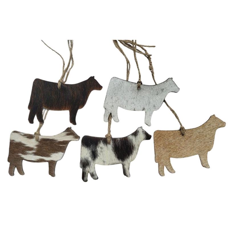 Cowhide Western Cow Christmas Ornament