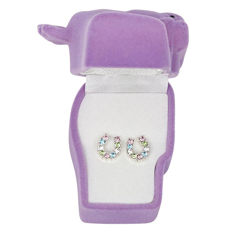 Multi Color Rhinestone Horseshoe Earrings