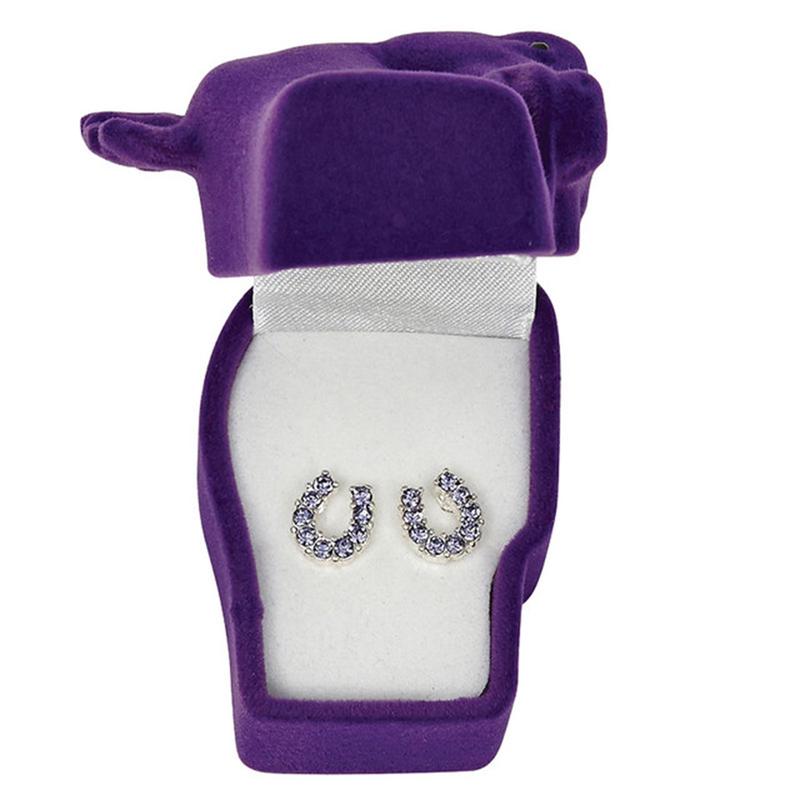 Purple Rhinestone Horseshoe Earrings