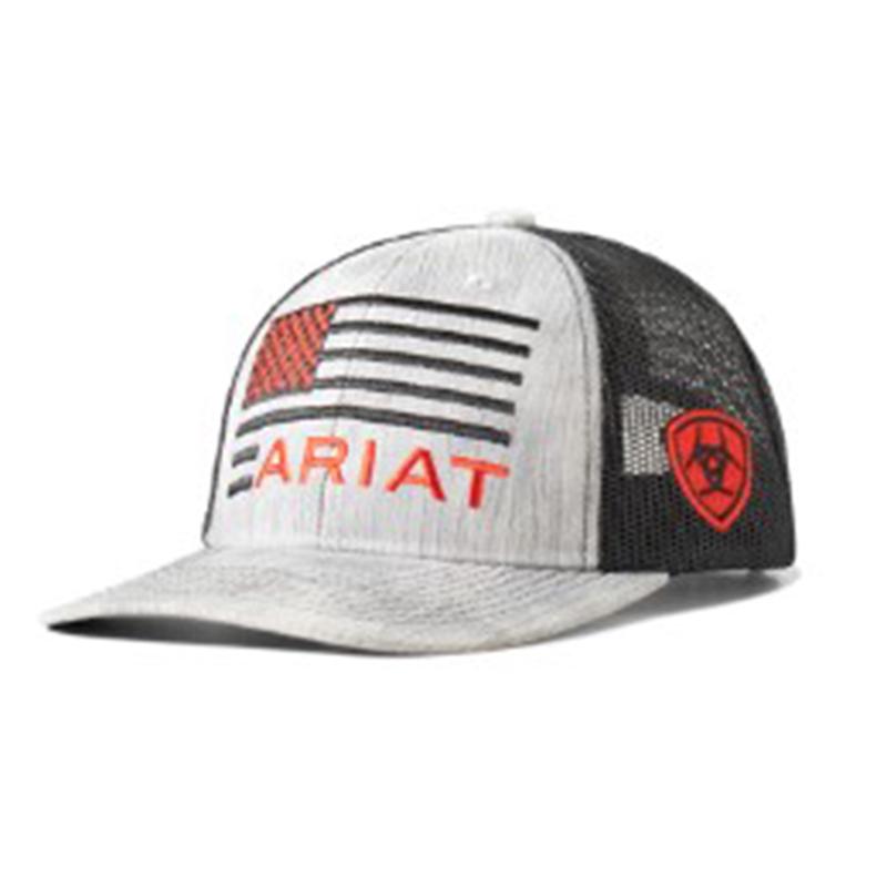 Ariat Youth Grey & White Embroidered Flag Cap
