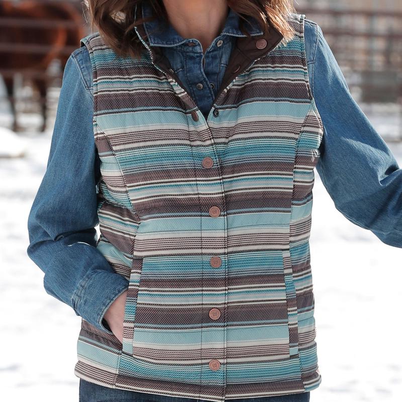 Cinch Women's Brown & Teal Reversible Vest