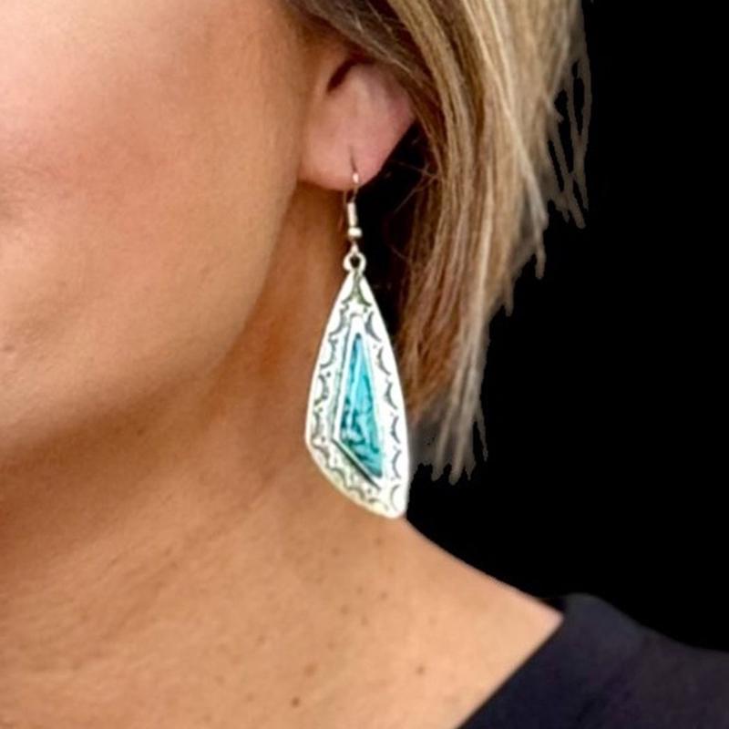 West and Company Silver Turquoise Inset Earrings