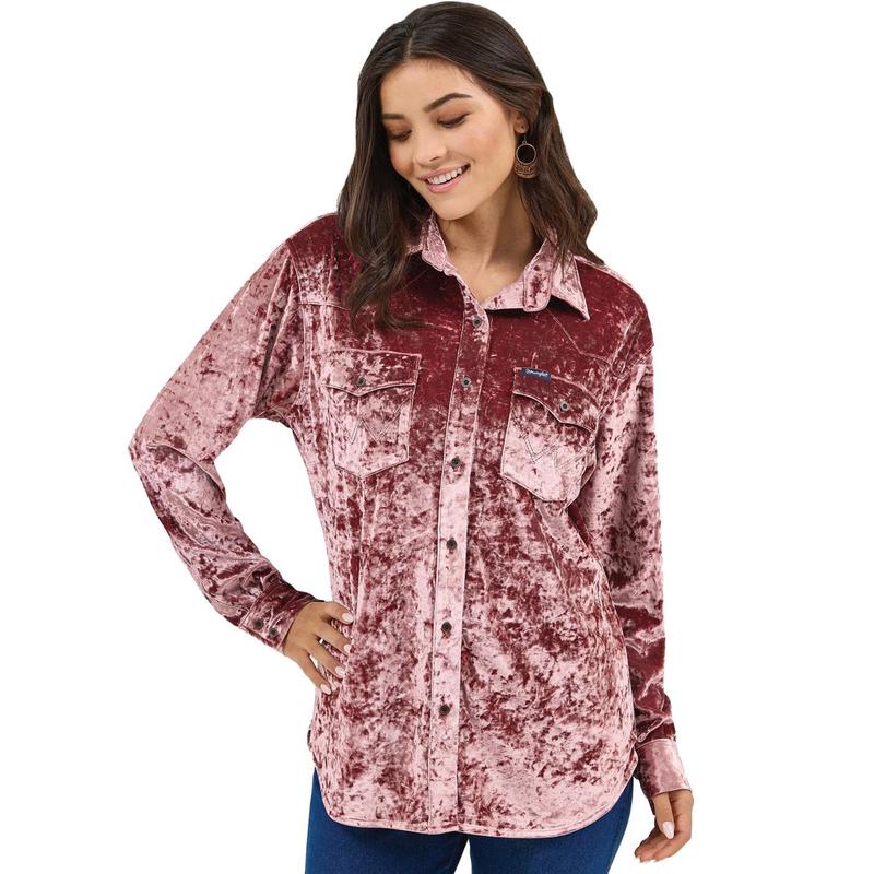 Wrangler Women's Wine Velvet Shirt