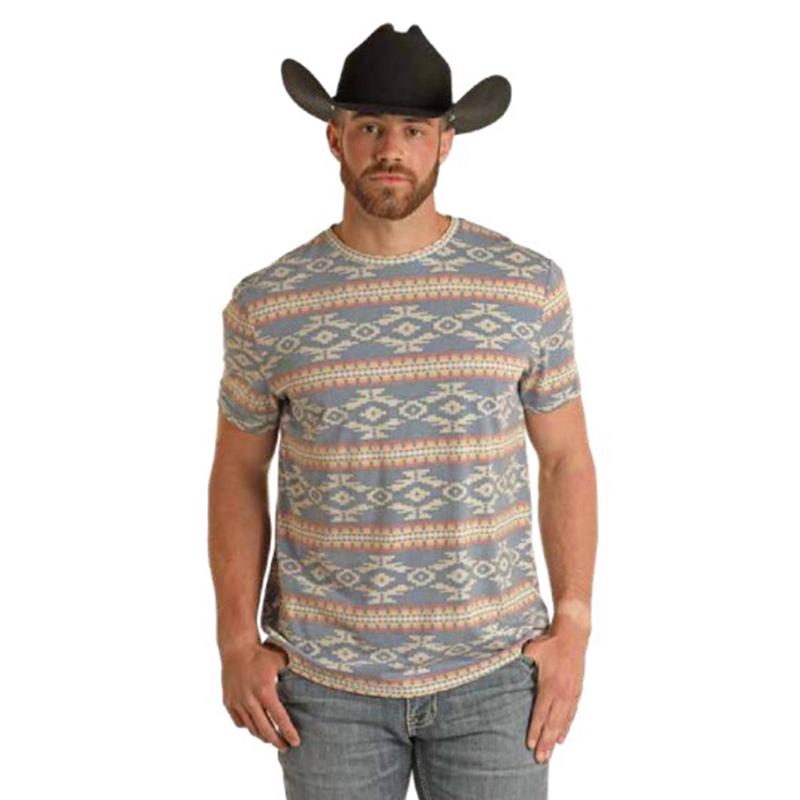 Rock & Roll Men's Blue/Multi Aztec Tee
