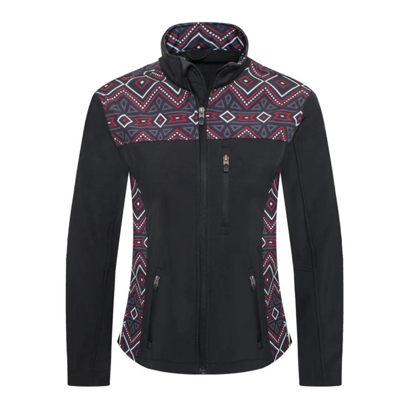 Rodeo Women's Black & Red Aztec Softshell Jacket