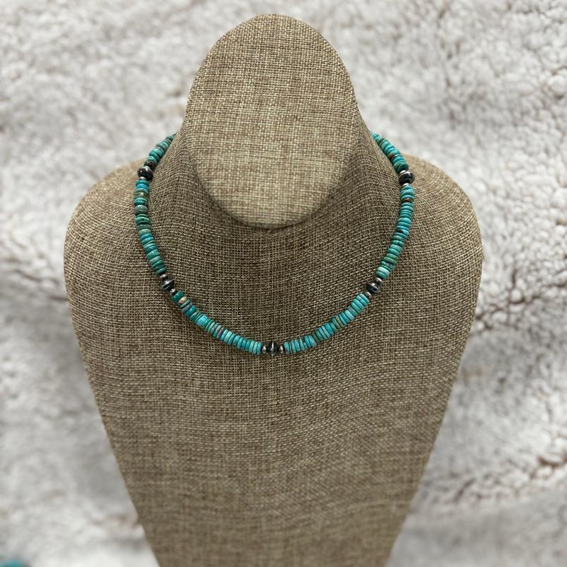 "Darla" Turquoise & Navajo Pearl Beaded Necklace