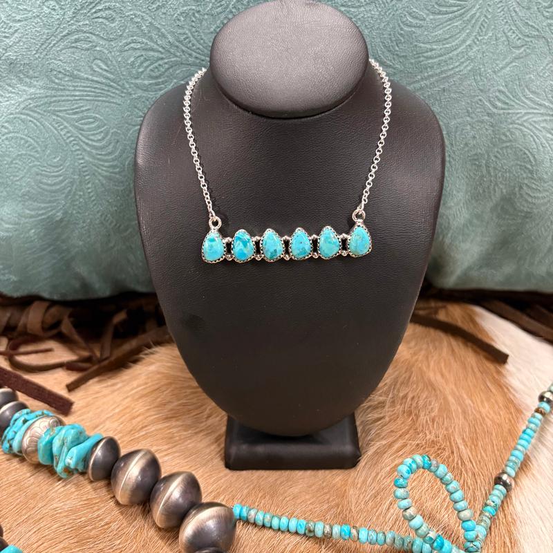 "Belinda" Kingman Turquoise Bar Necklace
