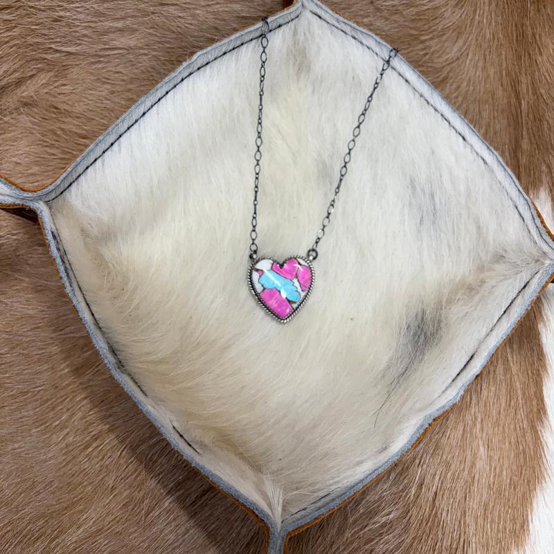"Penny" Heart Shaped Cotton Candy Necklace