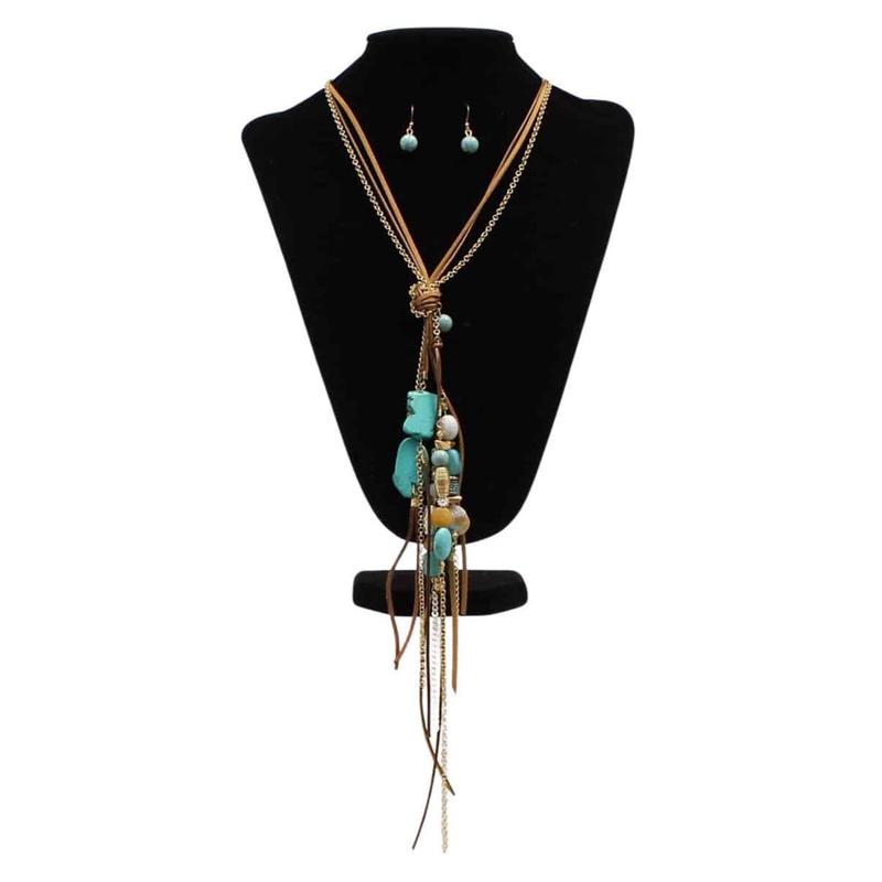 Silver Strike Leather & Turquoise Necklace Set